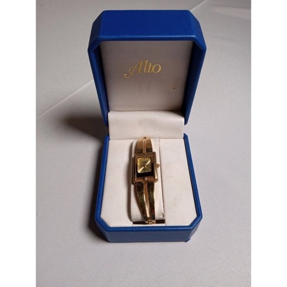 Vintage ALTO Gold Tone Stretch Band Watch -Not Ticking‎ - Picture 1 of 10